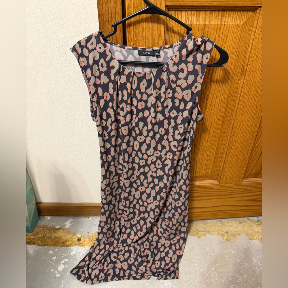 Apt. 9 Black and Pink Leopard Print Midi Dress
